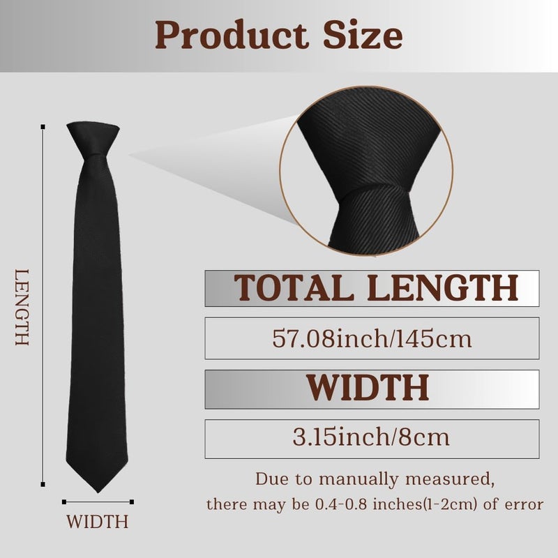 WOXVM Men's Ties Classic Solid Pure Color 3.15" (8CM) Mens Necktie, Premium Formal Black Ties For Men Business Wedding Party - Image 4